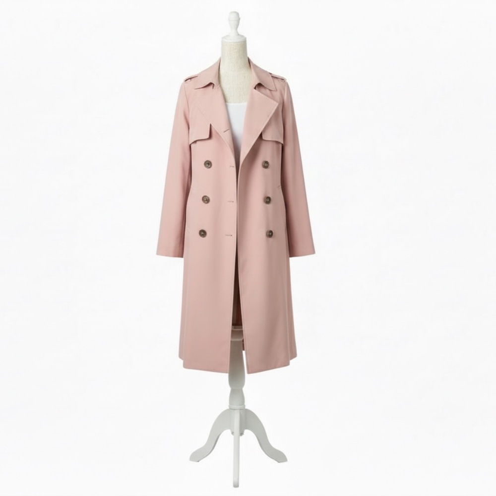 Old Money🎀 Chic Sharp Baby Pink XS Cotton Banana Republic Trench Coat